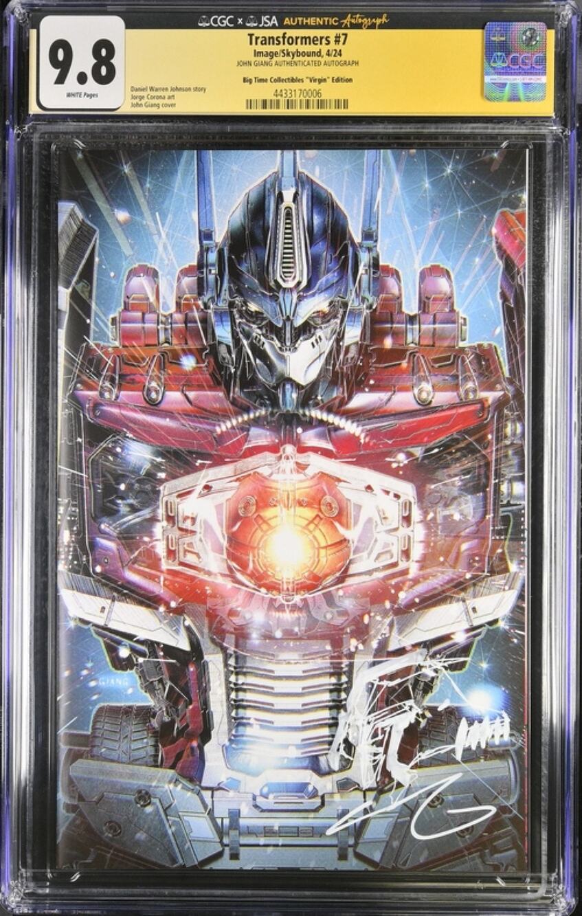TRANSFORMERS #7 CGC 9.8 JSA Signed John Giang Optimus Prime Virgin w/ Sketch